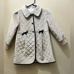 SHEIN Kids Quilted Coat in Cream with Black Trim
